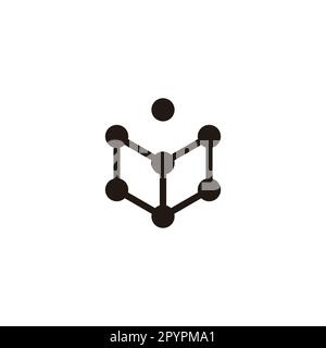Letter V hexagon, diamond molecules geometric symbol simple logo vector Stock Vector