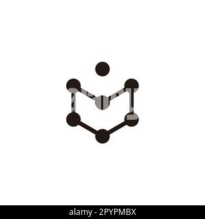 Heart, hexagon, molecules geometric symbol simple logo vector Stock Vector