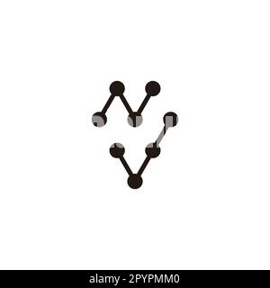 Letter N and v molecules, heart geometric symbol simple logo vector Stock Vector