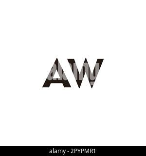 Letter AW outline geometric symbol simple logo vector Stock Vector