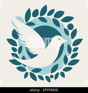 animal white pigeon peace symbol minimalistic vector illustration Stock Vector