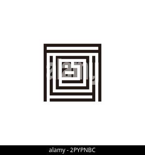 Letter A, y, O, J and B square line geometric symbol simple logo vector Stock Vector