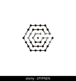 Letter C hexagon, molecules rounded geometric symbol simple logo vector Stock Vector