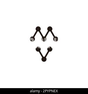 Letter M and V heart, molecules geometric symbol simple logo vector Stock Vector