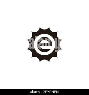 Letter e in sun, circle geometric symbol simple logo vector Stock Vector