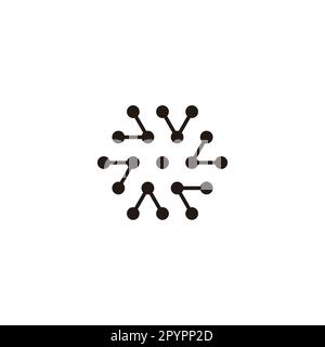 Letters V, rounded, hexagon molecules geometric symbol simple logo vector Stock Vector