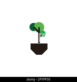 Tree, pot geometric symbol simple logo vector Stock Vector