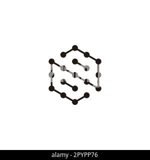 Letter N number 2, hexagon, molecules geometric symbol simple logo vector Stock Vector