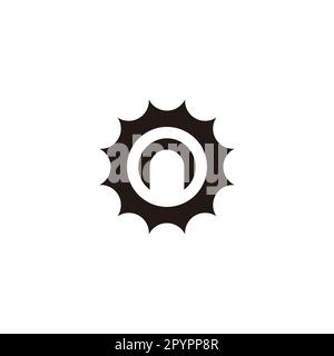 Letter n in sun, circle geometric symbol simple logo vector Stock Vector