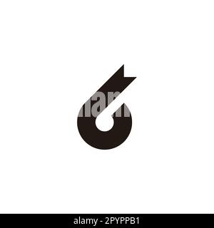 Number 6 ribbon, rounded geometric symbol simple logo vector Stock Vector