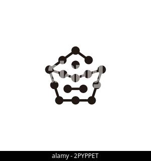 Number 6 polygon, molecules geometric symbol simple logo vector Stock Vector