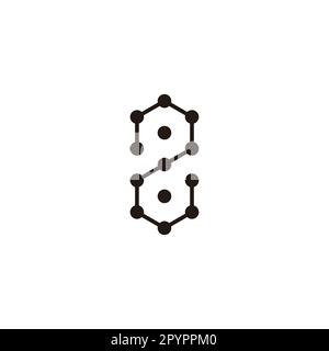 Number 2 hexagon, molecules, unique geometric symbol simple logo vector Stock Vector