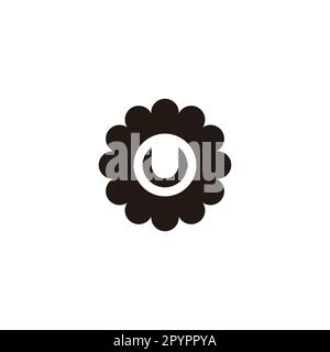 Letter U in flower, circle geometric symbol simple logo vector Stock Vector