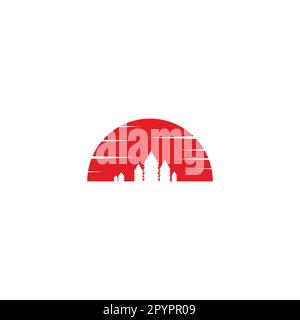 Sunset, forest geometric symbol simple logo vector Stock Vector