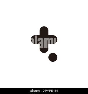 Letter t plus, circle geometric symbol simple logo vector Stock Vector