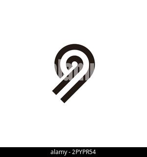 Number 9 rounded, double geometric symbol simple logo vector Stock Vector