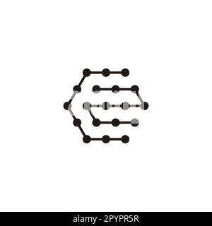 Letter C number 2, hexagon molecules geometric symbol simple logo vector Stock Vector