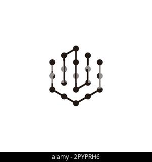 Letter U and N hexagon, molecules geometric symbol simple logo vector Stock Vector