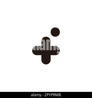 Letter f plus, circle dot geometric symbol simple logo vector Stock Vector