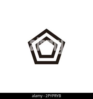 Polygon, double lines geometric symbol simple logo vector Stock Vector