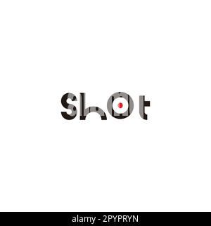 Text, "shot", circle geometric symbol simple logo vector Stock Vector