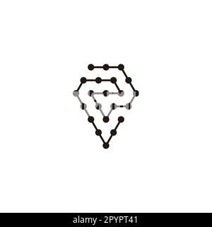 Number 2 diamond, molecules rounded geometric symbol simple logo vector Stock Vector
