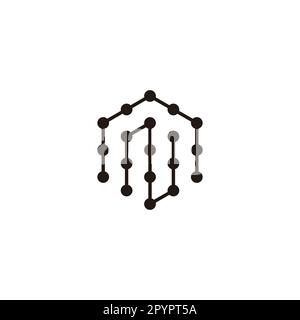 Letter N and n hexagon, molecules geometric symbol simple logo vector Stock Vector