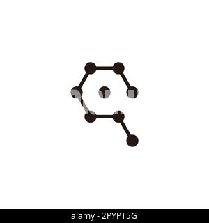 Letter Q molecules, magnifying glass geometric symbol simple logo vector Stock Vector