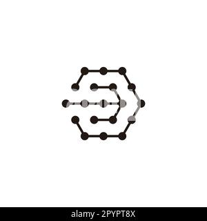 Number 3 hexagon, molecules, double line geometric symbol simple logo vector Stock Vector