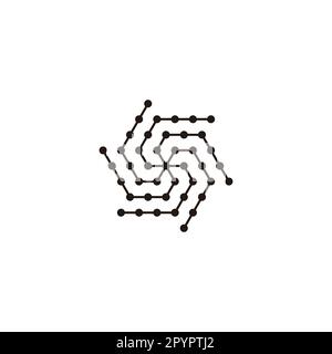 Snowflake, hexagon molecules rounded geometric symbol simple logo vector Stock Vector