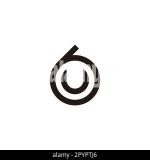 Letter U in 6, circle geometric symbol simple logo vector Stock Vector