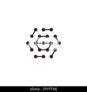 Number 6 hexagon, molecules rounded geometric symbol simple logo vector Stock Vector