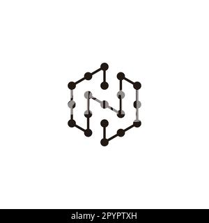 Letter N hexagon, molecules unique geometric symbol simple logo vector Stock Vector