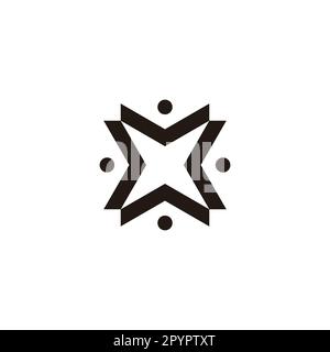 Letter X, team, four people geometric symbol simple logo vector Stock Vector