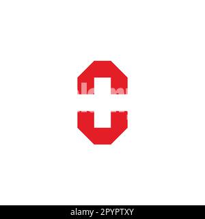 Letter o plus, square geometric symbol simple logo vector Stock Vector