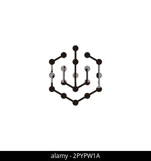 Letter U and W hexagon, molecules geometric symbol simple logo vector Stock Vector