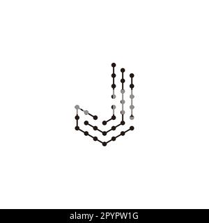 Letter J lines molecules geometric symbol simple logo vector Stock Vector