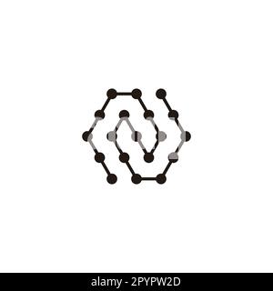 Letter N hexagon, molecules rounded geometric symbol simple logo vector Stock Vector