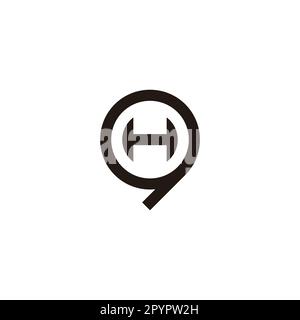 Letter H in 9, circle geometric symbol simple logo vector Stock Vector