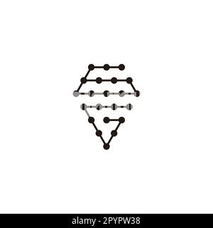 Letter G number 6 diamond, molecules geometric symbol simple logo vector Stock Vector