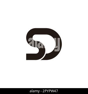 Letter SD outline, curve geometric symbol simple logo vector Stock Vector