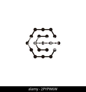 Letter C and E hexagon, molecules geometric symbol simple logo vector Stock Vector
