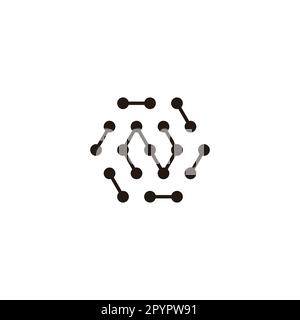 Letter N hexagon, molecules rounded connected geometric symbol simple logo vector Stock Vector