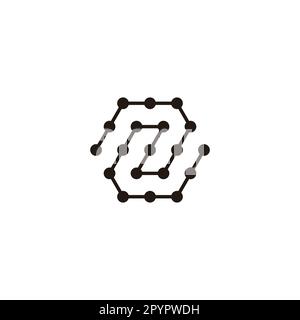 Letter Z hexagon, molecules rounded geometric symbol simple logo vector Stock Vector