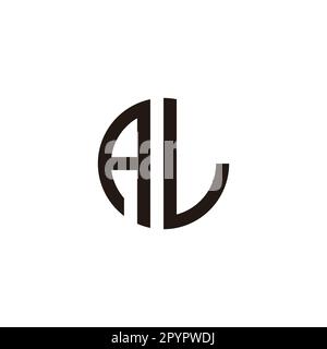 Letter AL circle, outline geometric symbol simple logo vector Stock Vector