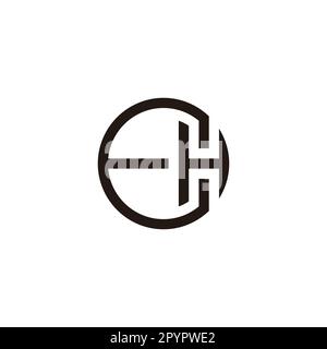 Letter EH circle, square geometric symbol simple logo vector Stock Vector