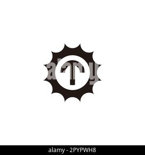 Letter T in sun, circle geometric symbol simple logo vector Stock Vector