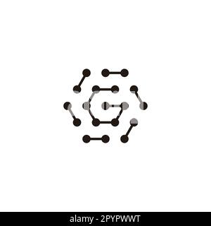 Letter G hexagon, molecules rounded geometric symbol simple logo vector Stock Vector