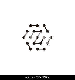 Letter Z hexagon molecules rounded, unique geometric symbol simple logo vector Stock Vector