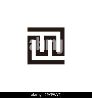 Letter m number 2 square geometric symbol simple logo vector Stock Vector